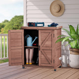 Potting Bench with Storage Cabinet and Metal Table Top for Outdoor Patio, Garden Furniture Wood Workstation Mederla