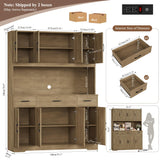 HOSTACK 71" Tall Kitchen Pantry Storage Cabinet with Charging Station, 55" Wide Kitchen Hutch Cabinet with Large Countertop, Farmhouse Food Pantry with Drawers for Living Room (Rustic Brown) HOSTACK