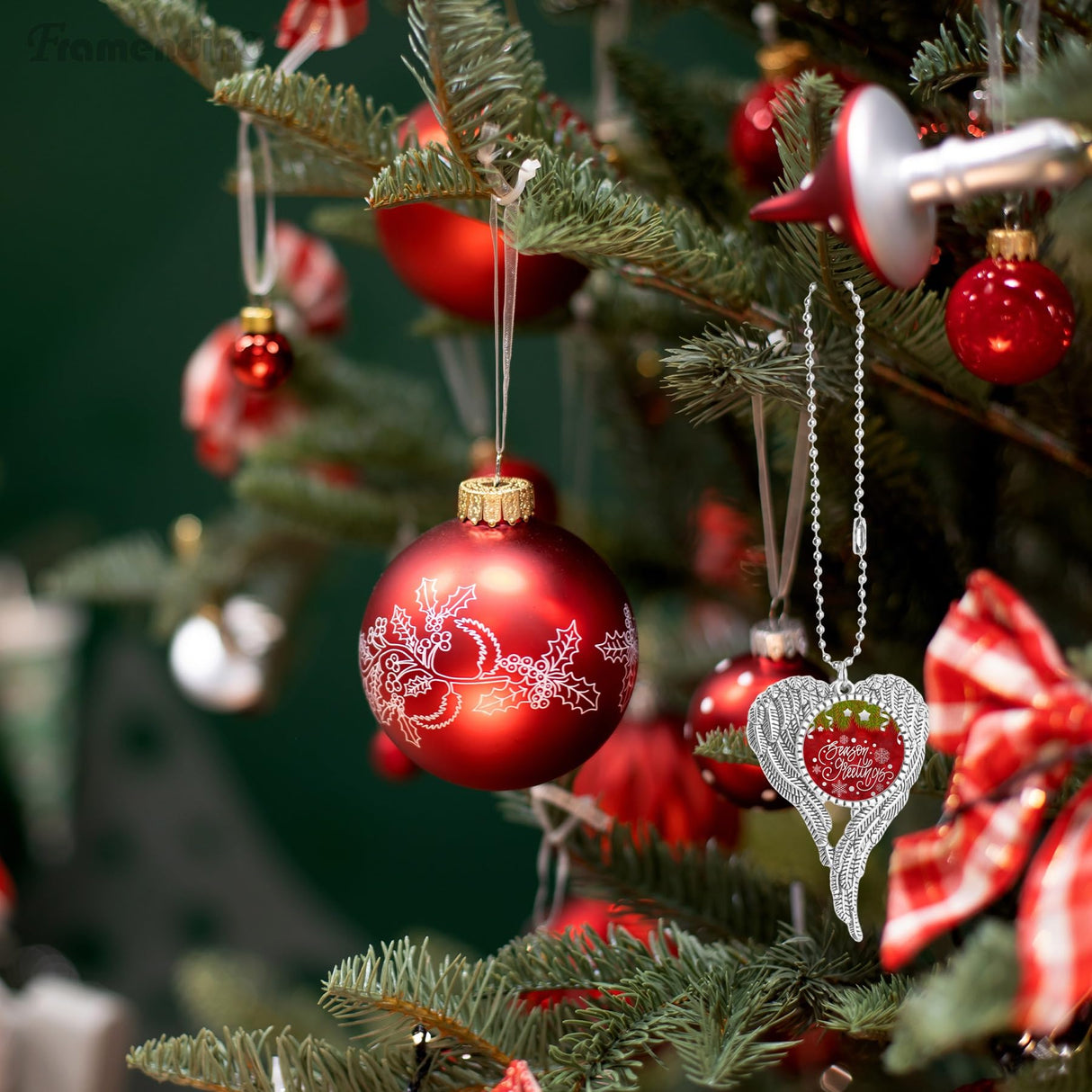 Framendino, 4 Pack Sublimation Blank Angel Wing Car Hanging Ornament Angel Wing Pendant Decoration Butterfly Photo Frame Ornament for Car Christmas Tree Decor Framendino