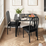 IDEALHOUSE Dining Table Set for 2, Kitchen Table Chairs Set of 2 with Ultra Comfortable PU Cushion, Dining Room Table Set for 2 Furniture with Kitchen Chairs Suitable for Small Space - Black Glass IDEALHOUSE