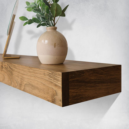 Modern Fireplace Mantel, Contemporary, Floating Mantle, Shelf, Hand Crafted, URBANDI (Aged Oak, 60Lx3Hx8D)