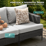 WELYAS 10 Piece Luxury Patio Furniture Set with 44" Fire Pit Table All Weather Outdoor Sectional with Thick Cushions Wicker Patio Conversation Set for Backyard, Deck, Garden WELYAS