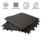 EVA Foam Mat Tiles 24-Pack - 96 SQ FT of Interlocking Padding for Garage, Playroom, or Gym Flooring - Exercise Mat or Baby Playmat by Stalwart (Black) Stalwart