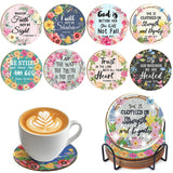 Sitsink Christian Diamond Painting Coasters - 8 Pcs Christian Bible Verse Diamond Art Coasters Kit, DIY Diamond Dot Coasters Kits for Adults, Bible Verse Diamond Painting Coasters Kits with Holders Sitsink