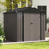 Patiowell 8x6 FT Outdoor Storage Shed, Metal Tool shed & Outdoor Storage with Lockable Doors & Air Vents, for Backyard Garden Patio, Brown Patiowell