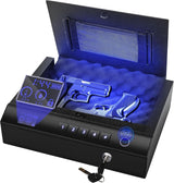 Sgorlds Biometric Gun Safe for Handgun with LCD Display of Temperature Humidity, Fingerprint Quick Access Pistol Safe with USB C Port, 12.6"x 10.24"x 3.15", Black Sgorlds