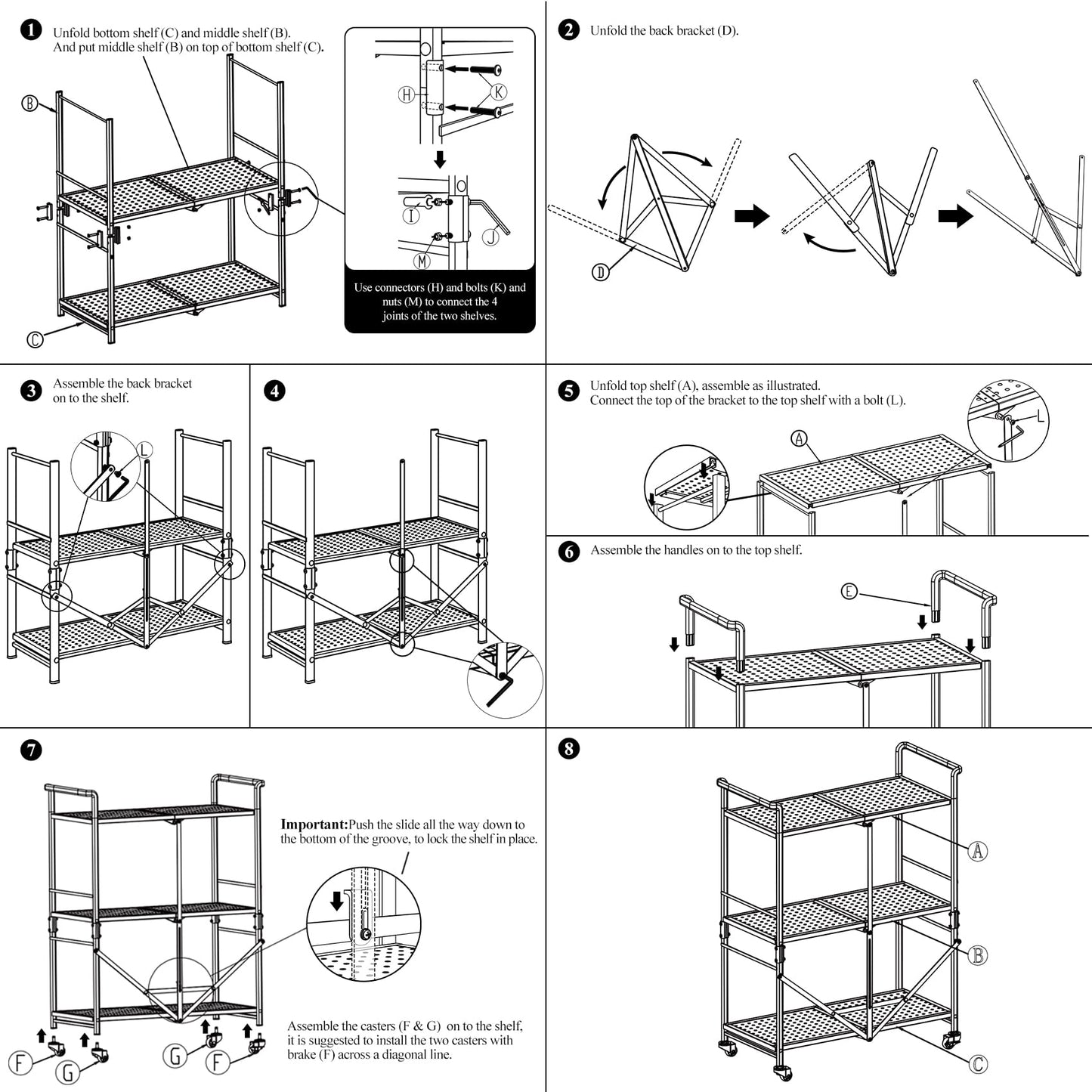 3 Tier Rolling Utility Foldable Cart - Metal Folding Cart with Wheels, Collapsible Service Cart Storage Shelf Rack for Kitchen Office Garage Plant Outdoor cart, Gray