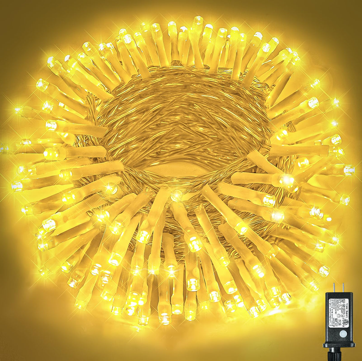 Christmas Lights Outdoor, 66ft 200 LED String Lights Indoor Clear Wire, 8 Modes Warm White Christmas Lights for Outside House, Plug in Waterproof Twinkle Lights for Tree Bedroom Holiday Decorations Vivideal