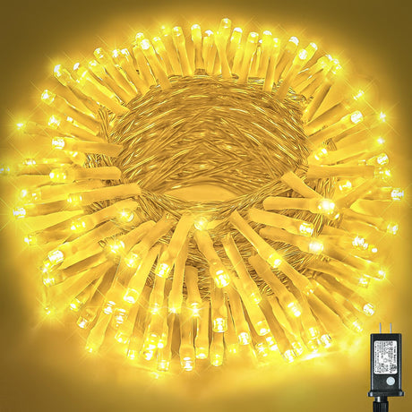 Christmas Lights Outdoor, 66ft 200 LED String Lights Indoor Clear Wire, 8 Modes Warm White Christmas Lights for Outside House, Plug in Waterproof Twinkle Lights for Tree Bedroom Holiday Decorations Vivideal