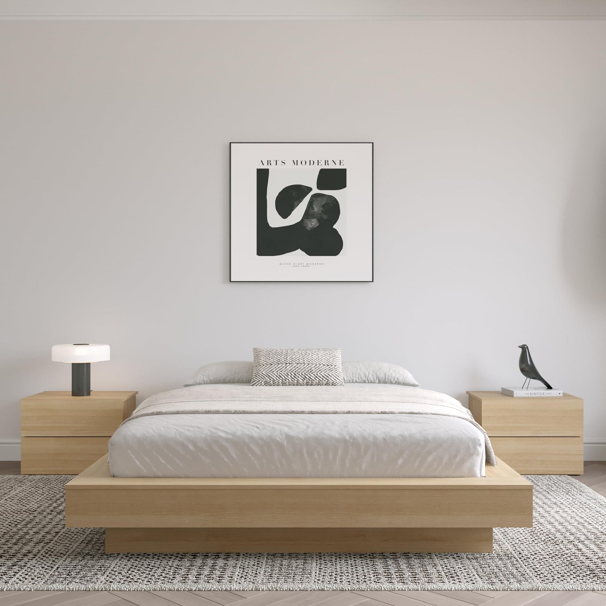 Nexera Marconi Natural Blonde Oak Platform Bed Frame - WoodArtSupply