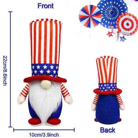 4th of July Patriotic Gnome Decorations, 2 PCS Handmade Mr & Mrs USA Swedish Tomte Gnomes Plush Table Ornaments Gift for Independence Day Memorial Day Presidents Day Veterans Day Armed Forces Day HALOGATE