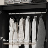 Einhomn Wooden Armoire Wardrobe Closet with 2 Doors and 2 Drawers,Freestanding Armoire Storage Cabinet with Shelves,Tall Clothing Storage Cabinet Suitable for Bedroom,Black Einhomn