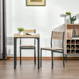 HOMCOM Light Wood Grain 3-Piece Dining Table Set for Small Spaces HOMCOM