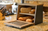 Amish Valley Products Rustic Wood Bread Box Large Kitchen Counter Storage Punched Willow Tin Primitive décor Interior Shelf Wooden Country Farmhouse Breadbox (Antique Black) AMISH VALLEY PRODUCTS