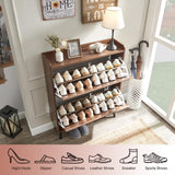 Barnyatoh Shoe Storage Cabinet with 2 Flip Drawers, Farmhouse Hidden Shoe Organizer, Narrow Slim Shoe Rack Cabinet for Entryway Hallway,Walnut Barnyatoh