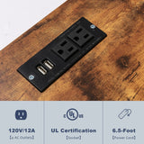 Farmhouse Coffee Bar Cabinet Rustic Sliding Barn Door Storage Cabinet with Power Outlet, Buffet Server Sideboard Cupboard Table for Dining Room Entryway Kitchen (Rustic Brown) Fancyqube