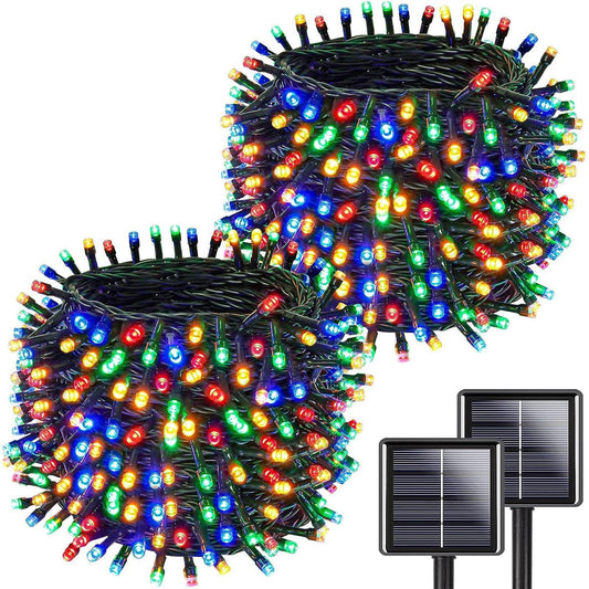 Multicolor Solar Christmas Lights 2Pack Total 180FT 500LED, Solar String Lights Outdoor Waterproof, Auto On/Off with 8 Modes Solar Twinkle Lights for Outside Tree Christmas Decorations (Multicolor)