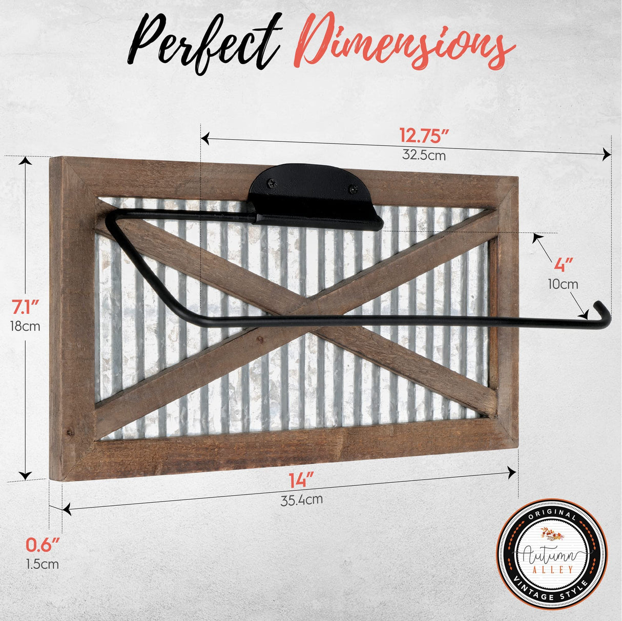 Autumn Alley Rustic Farmhouse Paper Towel Holder Wall Mount - Country Home Decor Rustic Farmhouse for Kitchen - Wood and Galvanized Kitchen Decor - Farmhouse Kitchen Wall Decor Autumn Alley