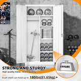 INTERGREAT Metal Wardrobe Closet, 72" White Locking Storage Wardrobe Cabinet with Doors and Shelves, Tall Steel Clothes Storage for Office, Home, School, Gym INTERGREAT