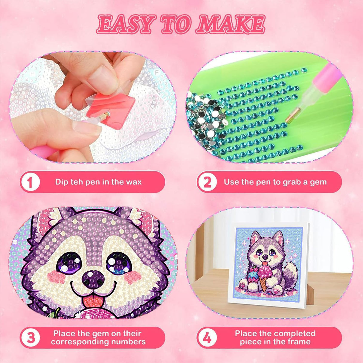 cviokrdu 4 PCS Diamond Art Kits for Kids, Animal Diamond Art for Kids Ages 4 8 12, Cute Alpaca Dolphin Dog Gem Art Kit Crafts Beginners for Gift Home Wall Decor(6x6inch) cviokrdu