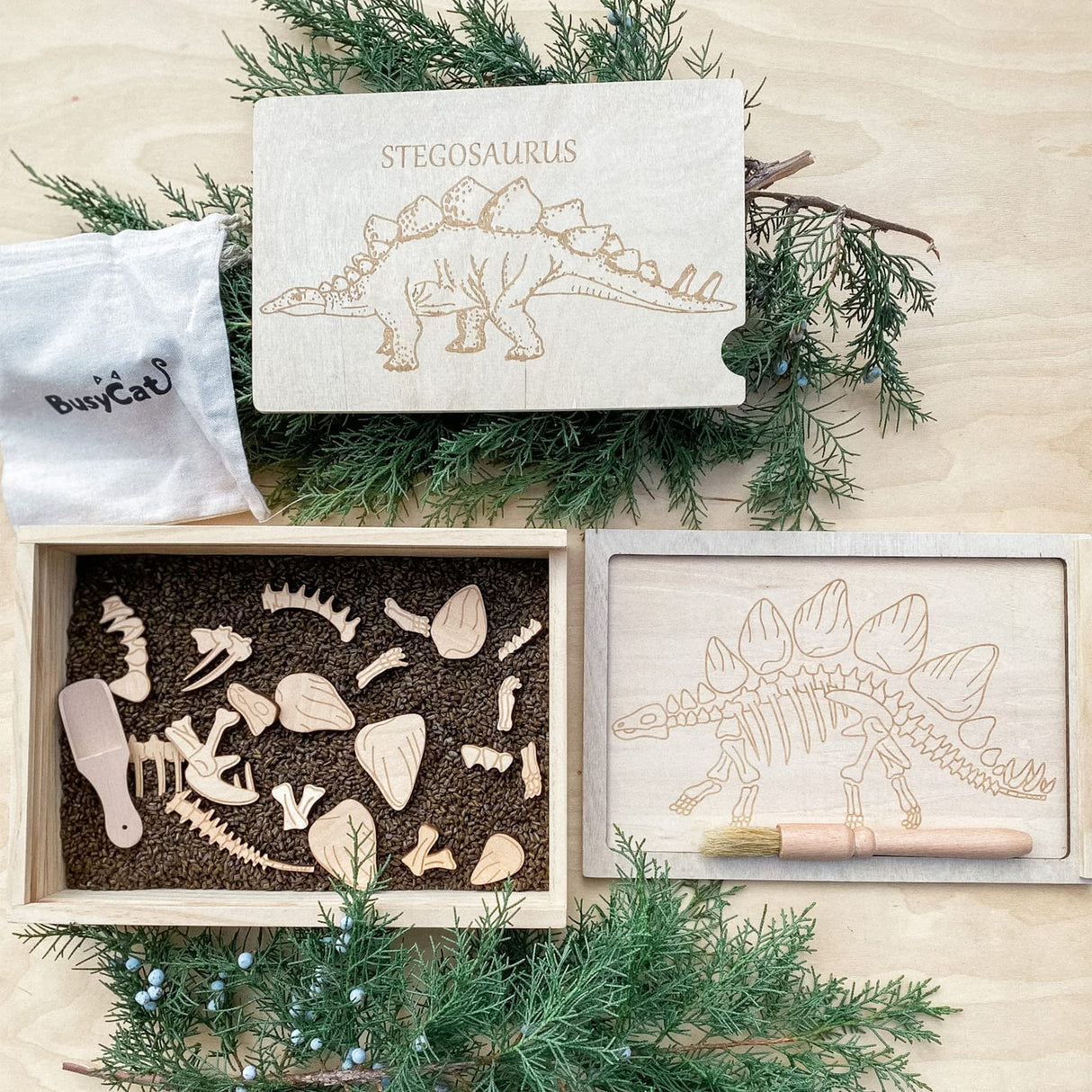 Dinosaur Excavation Archaeology Dig Kit for Kids, Fossil Explore Sensory Bin Toys, Dino Skeletons Bones Puzzle Game, Archaeology Science STEM Toys for Boys and Girls (Stegosaurus) Xylolin