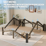 10 inch Queen Bed Frame with Round Corner Legs and Headboard Hole Mattress Slide Stopper Low Profile Heavy Duty Metal Platform,Steel Slats Support,No Box Spring Needed,Easy Assembly,Noise Free Yitong Angel