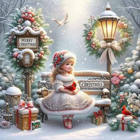 Xylogist Christmas Diamond Art Kits for Adults, Christmas Diamond Painting Kits for Beginners, 5D Round Full Drill Winter Diamonds Painting Gem Art Kit, Home Wall Decor Gifts 12x12inch Xylogist