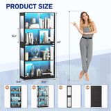 Grepatio Glass Display Cabinet, 4-Tier Display Cases for Collectibles, Curio Cabinet with 12 Color Lights, Display Shelf Bookcase Kids Toy Cabinets for Collectible, Living Room, Playroom (Black) Grepatio