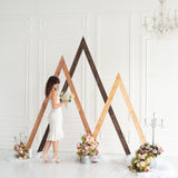 Wooden Arch for Wedding Boho Décor - Rustic Wedding Arbor Decor Ceremony Geometric Arches - Anniversary Natural Wood Backdrop Stand Sets Arched Frame Decoration (Triangle) Enjoy The Wood