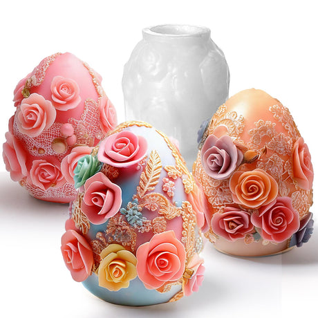 Juome Easter Egg Mold - Silicone Easter Candle Molds for Candle Making Silicone Shapes Resin Wax Mold for Candles Soap, Easter Party Decorations Juome