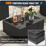 KHOLH Patio Furniture Set with Fire Pit Table, 7 Pieces Outdoor All-Weather Wicker Conversation Sectional Chair Sofa Set KHOLH