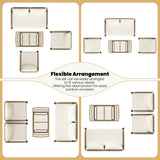 Yaheetech 4 Piece Patio Furniture Set, Outdoor Wicker Conversation Sets, Boho Loveseat & 2 Armchairs with Cushion and Pillow, Glass Top Table for Backyard, Porch, Balcony, Deck - Tan/Cream Yaheetech