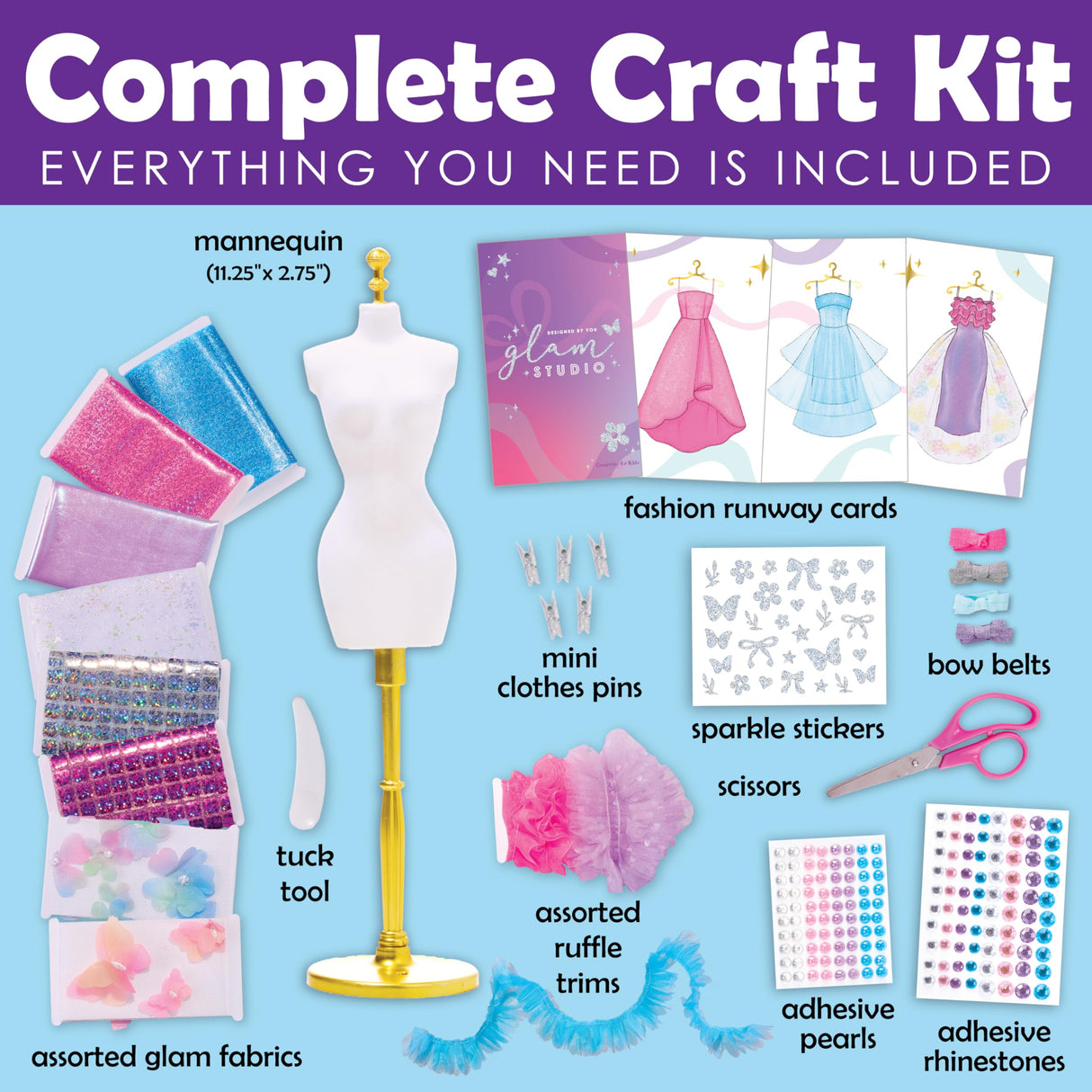 Creativity for Kids Designed by You Glam Studio: Girls' Fashion Designer Craft Kit, DIY Arts and Crafts for Kids, Birthday Gifts for Girls, Girl Toys (Ages 6+) Creativity for Kids