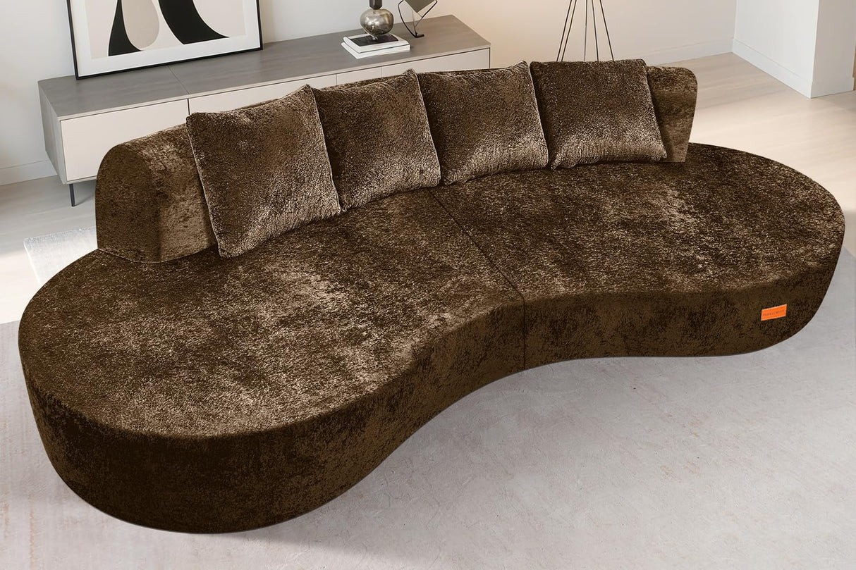 HABUTWAY 104'' Modular Sectional Sofa with Memory Foam Filled, Modern Curved Sofa Deep Seat Cloud Couch with 4 Pillows, No Assembly Required, Oversized Couches for Living Room Apartment Office, Brown HABUTWAY