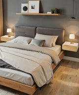 SUMGAR Floating Nightstand White with Drawers Modern Bedside Table Organiser Fully Assembled Shelf Small Spaces Wall Mounted Storage Wood Furniture for Bedroom Home Decor SUMGAR