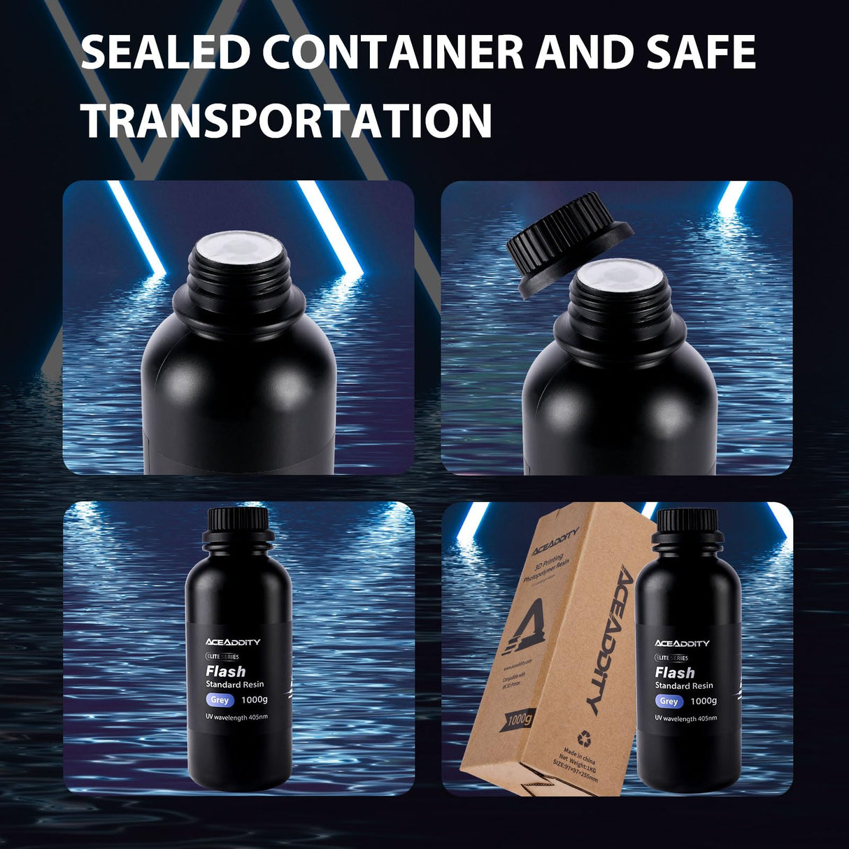 Aceaddity Flash 3D Printer Resin - High-Speed Standard Photopolymer Resin with Great Fluidity, Fast Printing for LCD/DLP 3D Printers, High Precision & Low Shrinkage, Clear Green 1KG Aceaddity