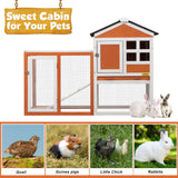 Rabbit Hutch Indoor Bunny Cage Outdoor Wooden Chicken Coop Small Animal Enclosure with Pull Out Tray & Weatherproof Asphalt Roof,48" L x 24" W x 35" H Orange COZIVVOVV