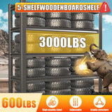 71.2''H Garage Shelving, 2500LBS Heavy Duty Shelvings, Adjustable Garag Storage Shelves, 5 Tier Metal Shelving Unit Wood Storage System Utility Storage Rack for Industrial, Warehouse, Basement KILISTEELS