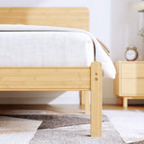 BOSRII 14in High Solid Bamboo Wood Platform Queen Size Bed Frame with Headboard, Reinforced Heavy Duty Metal Slats, Noise Free, No Box Spring Needed, Easy Assembly BOSRII