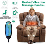 VIVIJASON Large Dual OKIN Motor Power Lift Recliner Chair for Elderly Big Man, 180° Lay Flat Electric Recliner with Heat & Massage, Infinite Position, 2 Remote Controls, Side Pockets & USB Port, Brown VIVIJASON