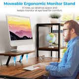 GreenForest Computer Desk 58 inch with Printer Shelf, Reversible Office Desk with Monitor Stand and 2 Hooks, Home Desk Workstation for Study Writing Working Gaming, Brown GreenForest