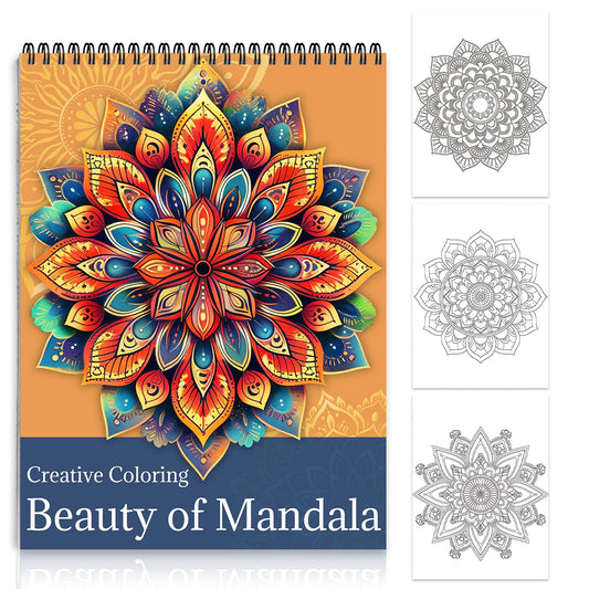 CKMOREL Mandala Coloring Book for Adult Spiral Bound Lay Flat Mandala Coloring Book for Women 24 Pages One Sided Design Gift for Adult to Relax and Relieve Anxiety - Beauty of Mandala