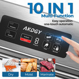 90Kpa Food Vacuum Sealer, Stainless Steel Vacuum Sealer Machine for Food with Double Heat Seal & Double Pump, Food Sealer Dry/Moist/Liquid Modes, Roll Storage and Cutter, Easy-Lock Handle and Clean AKDGY