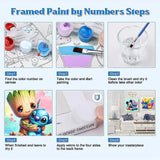 4 Ps Paint by Numbers for Kids with Framed Canvas,Cartoon Paint by Numbers for Kids Ages 8-12 with Wooden Easel,Easy Acrylic Painting Kits for Home Wall Decor 8X8 Inch Fuinkqe