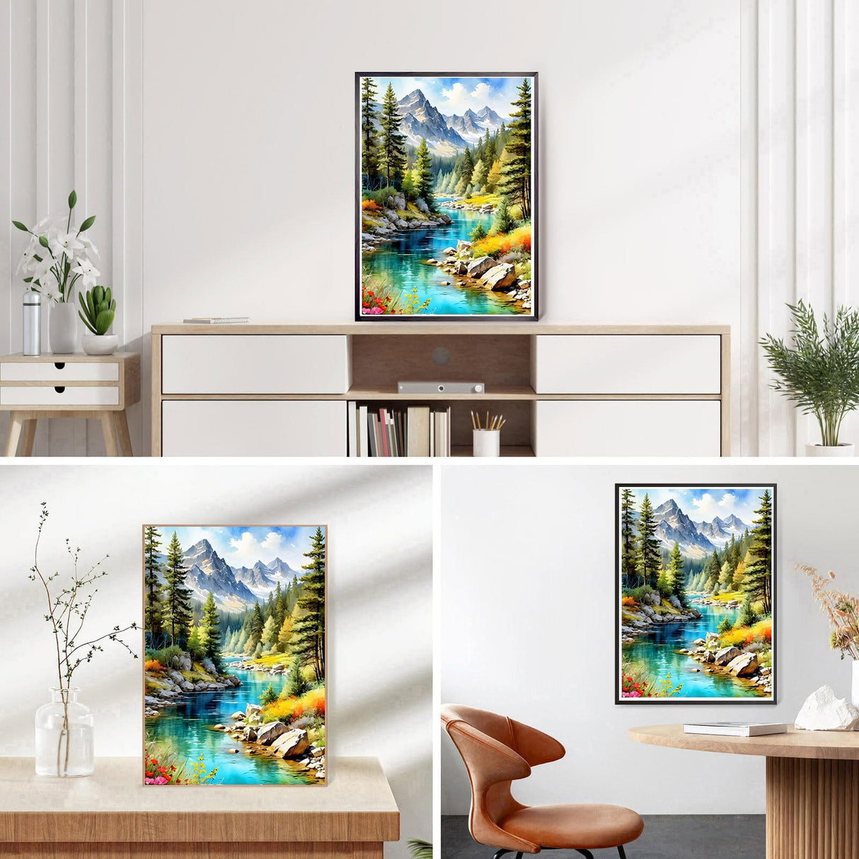 DPHERO Snowy Mountain Diamond Painting Kits for Beginners Adults,5D DIY Forest Diamond Art Kits,Round Full Drill Stream Diamond Painting Art,DIY Painting by Numbers Diamond Art Painting 12x16 inch DPHERO