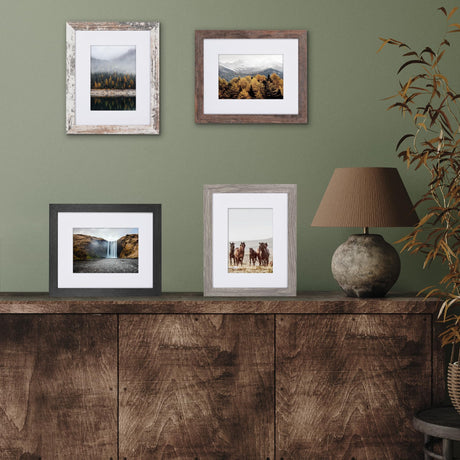 Americanflat Rustic 8x10 Picture Frame Set of 4 - Use as 5x7 Picture Frame with Mat or 8x10 Frame Without Mat - Photo Frame with Textured Engineered Wood, Shatter Resistant Glass, and Easel Americanflat