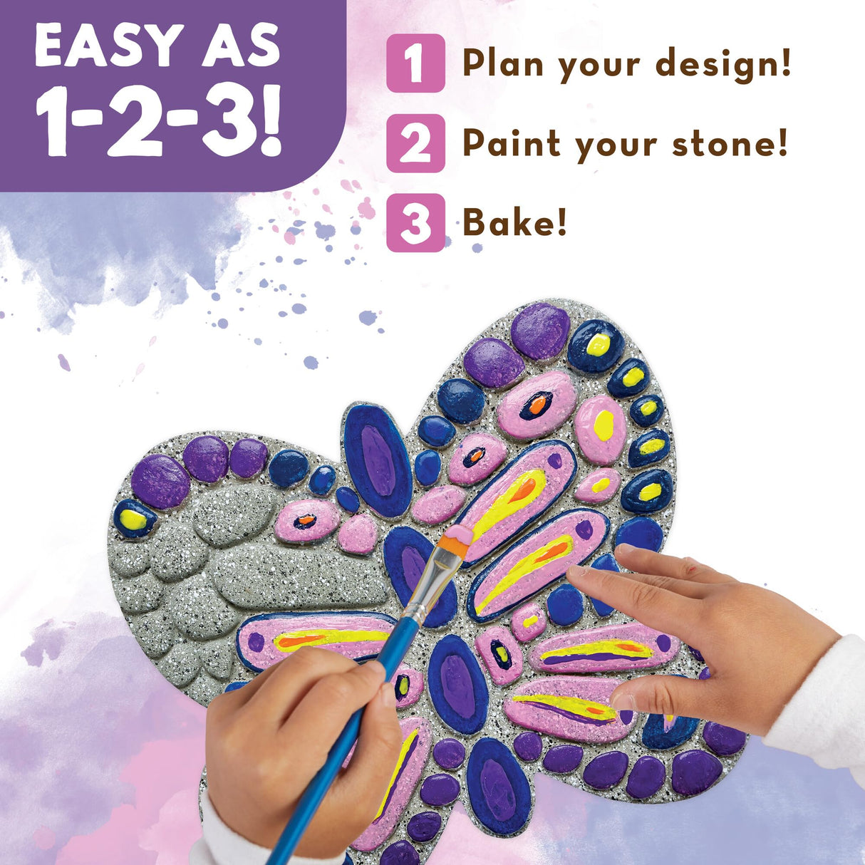 MindWare Paint Your Own Stepping Stone Butterfly, Rock Painting Kit, Stepping Stones Crafts for Kids Ages 8 & up MindWare