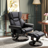 HOMCOM Massage Recliner Chair with Ottoman Footrest, 10 Vibration Points, 360° Swivel Reclining Chair, Faux Leather Living Room Chair with Side Pocket and Remote Control, Black HOMCOM