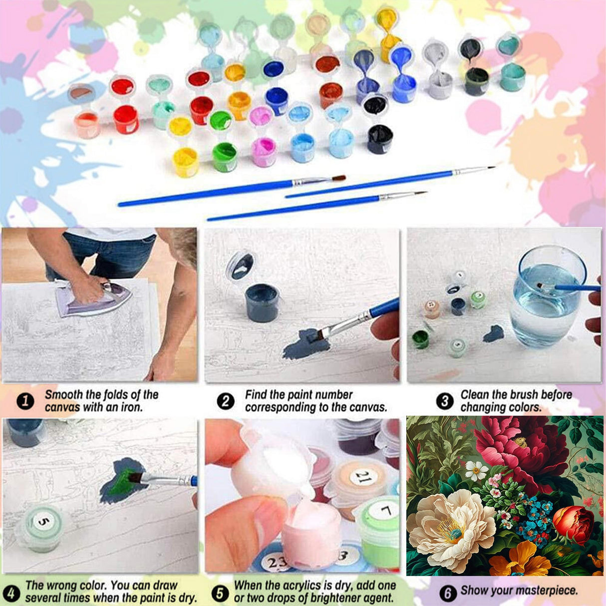 Arttoplus Flower Paint by Numbers Kit for Adults Canvas-Flower Adult Paint by Numbers for Adults,Flowers Painting by Numbers for Adult for Gift Home Wall Decor(16x20inch) Arttoplus