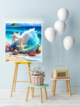 5D Beach Starfish Diamond Painting Kits for Adults Beginners,DIY Ocean Diamond Art, Full Round Drill Diamond Dot Gem Art Kits, Home Wall Decor 12x12 Inch AREOPNMG